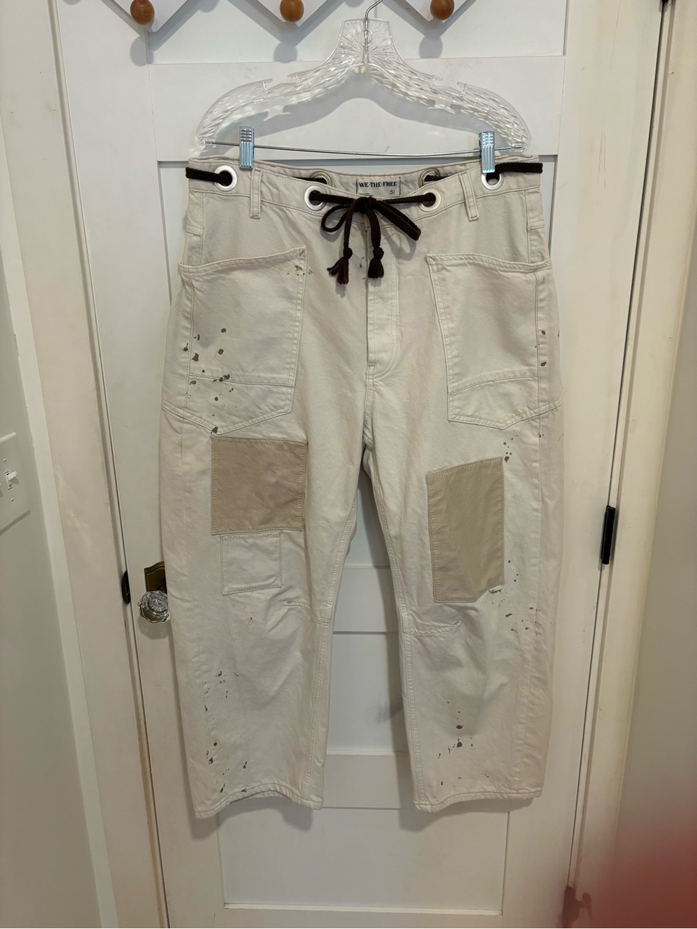 Free People Moxie Paint Splattered Barrel Jeans